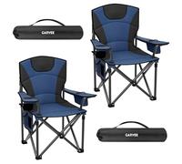 GarveeLife Lot de 2 chaises de camping pliables - Charge maximale : 200 kg - Ultra grande chaise de pêche de 64 cm avec dossier haut et rembourrage - Avec sac de transport - Pour jardin, balcon, plage