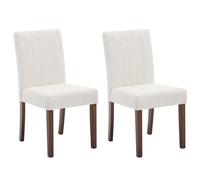 GarveeLife Lot De 2 Chaises De Salle à Manger en Lin, Chaise Rembourrée pour Maison Et Bureau, Chaise De Cuisine avec Pieds en Bois, Beige