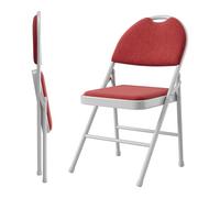 GarveeLife Lot De 2 Chaises Pliantes Chaises De Salle à Manger Portables Chaise Pliable d'Intérieur avec Coussin en Lin Et Cadre en Acier 47 x 50 x 88 cm, Rouge