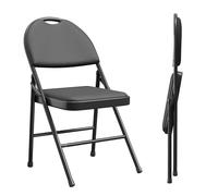 GarveeLife Lot De 2 Chaises Pliantes, Chaises Pliantes Salle a Manger, Chaise Pliante Confortable, Chaise Pliante Rembourrée, Chaises Pliantes pour Cuisine,Bureau,Extérieur,Jardin, Noir