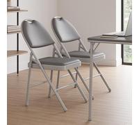 GarveeLife Lot De 2 Chaises Pliantes, Chaises Pliantes Salle a Manger, Chaise Pliante Confortable, Chaise Pliante Rembourrée, Chaises Pliantes pour Cuisine,Bureau,Extérieur,Jardin, Gris