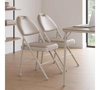 GarveeLife Lot De 2 Chaises Pliantes, Chaises Pliantes Salle a Manger, Chaise Pliante Confortable, Chaise Pliante Rembourrée, Chaises Pliantes pour Cuisine,Bureau,Extérieur,Jardin, Beige