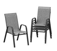 GarveeLife Lot de 4 chaises de Jardin empilables en textilène, en métal, résistantes aux intempéries et à la Rouille, pour Jardin, Balcon et terrasse