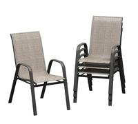 GarveeLife Lot de 4 chaises de Jardin empilables en textilène, en métal, résistantes aux intempéries et à la Rouille, pour Jardin, Balcon et terrasse