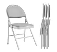 GarveeLife Lot De 4 Chaises Pliantes, Chaises Pliantes Salle a Manger, Chaise Pliante Confortable, Chaise Pliante Rembourrée, Chaises Pliantes pour Cuisine,Bureau,Extérieur,Jardin, Gris