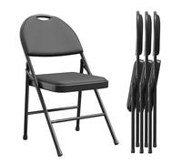 GarveeLife Lot De 4 Chaises Pliantes, Chaises Pliantes Salle a Manger, Chaise Pliante Confortable, Chaise Pliante Rembourrée, Chaises Pliantes pour Cuisine,Bureau,Extérieur,Jardin, Noir
