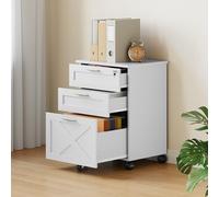 GarveeLife Meuble à Dossiers à 3 Tiroirs avec Serrure, Meuble à Dossiers Mobile à Placer sous Le Bureau pour Le Bureau à Domicile, Rangement en Bois pour Documents Aux Formats Letter/A4/Legal
