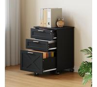 GarveeLife Meuble à Dossiers à 3 Tiroirs avec Serrure, Meuble à Dossiers Mobile à Placer sous Le Bureau pour Le Bureau à Domicile, Rangement en Bois pour Documents Aux Formats Letter/A4/Legal