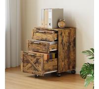 GarveeLife Meuble à Dossiers à 3 Tiroirs avec Serrure, Meuble à Dossiers Mobile à Placer sous Le Bureau pour Le Bureau à Domicile, Rangement en Bois pour Documents Aux Formats Letter/A4/Legal