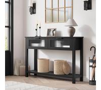 GarveeLife Meuble d'Entrée, Console avec Tiroirs en Verre,Table Console en Bois avec Rangement pour Salon, Couloir 110 x 30 x 80 cm