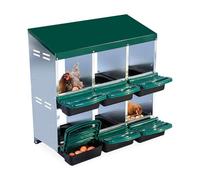 GarveeLife Nichoir à poules en métal à 6 compartiments - Design à rouler avec couvercle, collecte facile des œufs, montage mural, nettoyable, ventilé - Pour poulailler - Vert (vert sans pieds de