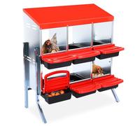 GarveeLife Nichoirs pour Poules, nichoirs à 6 Trous avec Jambes, boîte de Ponte avec Couvercle, pour extérieur, poulailler, Ferme, Cour, Rouge