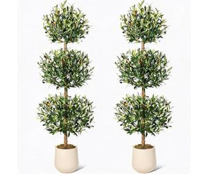 GarveeLife Olivier Topiaire 3 Boules 150cm, Lot de 2, Déco Jardin | Olivier artificiel topiaire 3 boules 150cm, lot de 2, forme tour unique, feuilles réalistes, déco entrée jardin