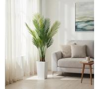 GarveeLife Palmier Artificiel 127/132/137/147/152 cm avec Pot Blanc - Plante Artificielle réaliste pour l'intérieur, décoration Parfaite pour Salon, Balcon, Bureau, Chambre à Coucher, idéal comme