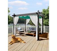 GarveeLife Pergola en aluminium de 3 x 3 m, tonnelle d'extérieur en métal avec auvent réglable, abri extérieur renforcé pour jardin, terrasse, jardin et terrasse - Bleu avec filet