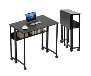 GarveeLife Petite Bureau Pliant à roulettes, 80×50x75Cm Bureau Pliable Portable,Table Bureau Pliante avec Rangement,Noir