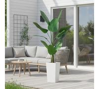 GarveeLife Plante Artificielle en Pot 147 cm avec Pot Blanc - Plante décorative d'intérieur pour la Maison, Le Bureau, Le Salon - Résistant aux intempéries - pour l'extérieur - Décoration de Porte