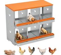 GarveeLife Pondoir à Poules 6 Compartiments 2 Niveaux Nichoir Poulailler | Rampe de collecte automatique des œufs, aération optimale, idéal ferme et jardin