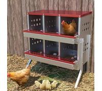 GarveeLife Pondoir Poules 6 Comp. Métal Galvanisé Toit étanche Antirouille | Avec perchoir et bac de collecte, coloris olive