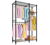 GarveeLife Portant à vêtements ouvert - Jusqu'à 320 kg - Tringle à vêtements autoportante stable avec étagères réglables en hauteur - Cintre pour chambre à coucher et couloir - 110 x 40 x 194,2 cm