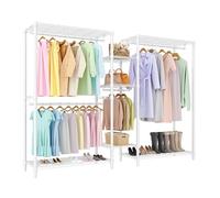 GarveeLife Portant à vêtements ouvert jusqu'à 740 kg - Tringle à vêtements autoportante stable avec étagères réglables en hauteur - Cintre pour chambre à coucher et couloir - 225 x 45 x 180 cm