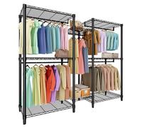 GarveeLife Portant à vêtements ouvert - Jusqu'à 850 kg - Tringle à vêtements autoportante stable avec étagères réglables en hauteur - Cintre pour chambre à coucher et couloir - 195 x 45 x 195 cm
