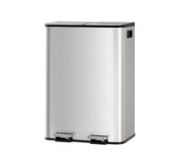 GarveeLife Poubelle De Cuisine Double Compartment 2 x 30L, Acier Inoxydable, Avec Seaux in Plastique, Pedale, Couverture, Fermented Douce, Filtre Désodorisant, Argent