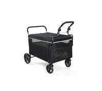 GarveeLife Poussette 2 en 1 pliable pour chiens et chats de grande et moyenne taille, pliable, avec fenêtre en filet, porte-gobelet, poignée réglable et roues à 360°, jusqu'à 50 kg