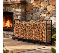 GarveeLife Range-Bûches 8ft Antirouille Base Surélevée 2 Anneaux