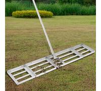 GarveeLife Râteau de nivellement de pelouse de 1,8 m, 76,2 x 25,4 cm, râteau paysager en Acier Inoxydable, niveleur de pelouse Robuste à la Main avec poignée Flexible rotative à 180°, pour Sol, Herbe
