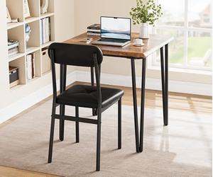 GarveeLife Set 3pces Table Carrée Compacte 2 Chaises Remb. Moderne Gris | Optimisation d'espace, assises moelleuses, style contemporain