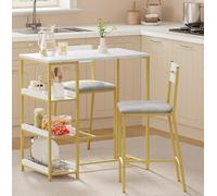 GarveeLife Set Repas 2p Hauteur Comptoir étagères | Structure métallique robuste, montage rapide, pieds antidérapants, nettoyage aisé, design compact et moderne