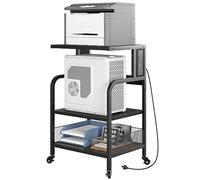 GarveeLife Support d'Imprimante à 3 étages avec roulettes - Chariot en Métal - Étagère pour Bureau, Maison, école Et Bureau - Armoire pour Fax, Photocopieur, Scanner, Noir