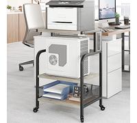 GarveeLife Support d'Imprimante à 3 étages avec roulettes - Chariot en Métal - Étagère pour Bureau, Maison, école Et Bureau - Armoire pour Fax, Photocopieur, Scanner,Gris