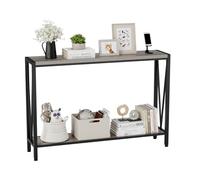 GarveeLife Table Console, Console canapé avec étagère de Rangement, Style Industriel pour Salon, Chambre, Cuisine et Couloir, Gris, 110 x 25 x 76 cm