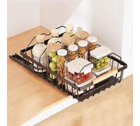 GarveeLife Tiroir télescopique extensible pour cuisine, organiseur de placard extensible, organiseur de placard de cuisine en métal coulissant tiroirs cuisine, garde-manger