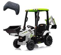 GarveeLife Tracteur 12V 4-en-1 JCB Telecommande EVA Auvent Jaune | Stable, confortable, protège du soleil, polyvalent, robuste, facile à manier