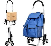 GarveeMore 3-en-1 Chariot de Courses 6 Roues en Aluminium 36 L | Caddie de Courses Pliable, Sac Oxford, avec Compartiment Impermeable, Chariot Montant Escalier