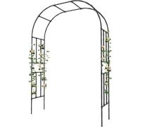 GarveeMore Arche De Jardin Luxe Pleine Voûte Métal + PE, Support pour Plantes Grimpantes Rosiers Vigne, Arche De Mariage Décoration Extérieure, 225x50x267cm Noir