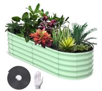 GarveeMore Bac Surélevé en Acier Galvanisé 180x90x45 cm, Vert Olive, Robuste, Bordures Sécurisées, sans Fond, Facile à Installer, Jardiniere Exterieur pour La Culture De Légumes Et De Fleurs