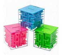 GarveeMore Boîte Casse-tête Money Maze pour Offrir de l’Argent - Puzzle Labyrinthe en boîte, Tirelire Cadeau Cash, Jeu de réflexion Enfants/Adultes - Lot de 3 - Vert + Bleu + Rose