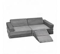 GarveeMore Canapé modulable éducatif pour Enfants - Sofa en Mousse Lavable, Pliable et Confortable - Stimule Le développement et la créativité, idéal pour Chambre ou Salle de Jeux - 12 pièces - Gris