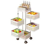 GarveeMore Chariot de rangement cuisine sur roulettes - Étagère 3 niveaux en acier carbone - Rack multifonction pour fruits, légumes et ustensiles - Blanc, 3 niveaux (100233)