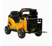 GarveeMore Chariot élévateur électrique Enfant 12V - Fourche réglable + Palette - Télécommande parentale - Musique USB/MP3-2 Vitesses - avec Tente - Dès 3 Ans - Jaune