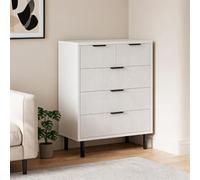 GarveeMore Commode 5 tiroirs Moderne - Style cannelé, Grands tiroirs spacieux, Bois Robuste, Pieds métal, Dispositif Anti-basculement - pour Chambre, Couloir, entrée - Couleur Blanc