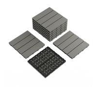 GarveeMore Dalles de terrasse composite clipsables 30 x 30 cm, antidérapantes & étanches, drainage intégré, pose sans outil - pour balcon/patio/piscine/jardin - Gris foncé - 9PCS/set