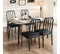 GarveeMore Design Moderne Gain de Place - Ensemble Table à Manger rectangulaire 5 pièces avec chaises rembourrées en Similicuir, Bords chanfreinés, idéal Cuisine, Appartement, Petit Espace - 1+4 Set