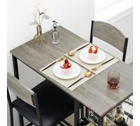 GarveeMore Ensemble Compact Table de Bar et 2 chaises rembourrées - Hauteur comptoir, Repose-Pieds Robuste, Montage Facile, idéal Cuisine/Salle à Manger, Gris, 1+2 Set