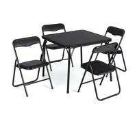 GarveeMore Ensemble Pliant pour Enfants - Table carrée + 4 chaises rembourrées, Structure métal Robuste, Gain de Place