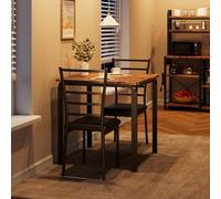 GarveeMore Ensemble Salle à Manger 3 pièces pour 2 Personnes - Table carrée compacte et 2 chaises - Style rétro - Plateau en MDF Solide - Idéal Petit Espace, Cuisine ou Appartement - Couleur rétro,